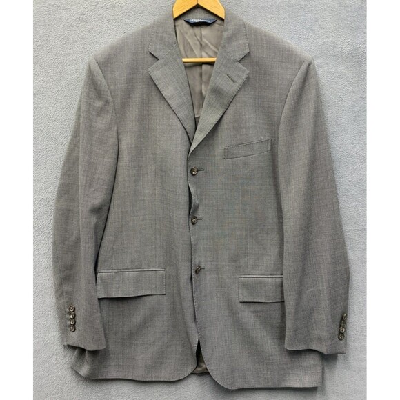 Polo Ralph Lauren Mens Suit Jacket Gray 3 Button Virgin Wool Extrafine Italy 41R - Picture 4 of 16